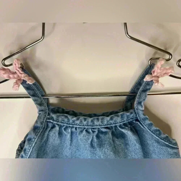 Vintage cradle togs denim  dress 18M gingham heart flower appliqué ruffle girls - Picture 5 of 10